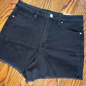 High-Rise Black Denim Shorts